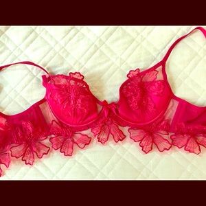 Agent provocateur red bra with floral lace